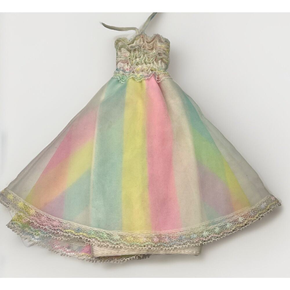 Vintage 1980 Barbie Doll Clothes Happy Birthday Rainbow Dress #1922 Mattel